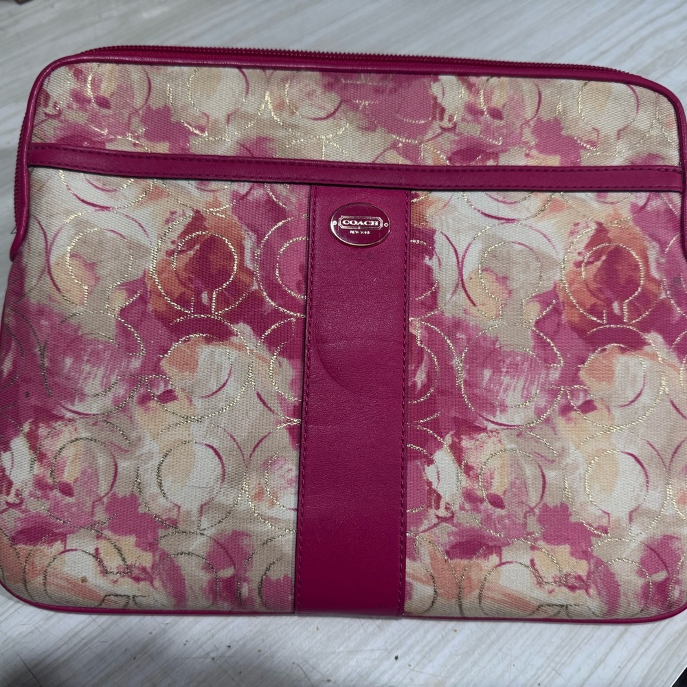 Coach Pink and Cream Floral iPad Sleeve